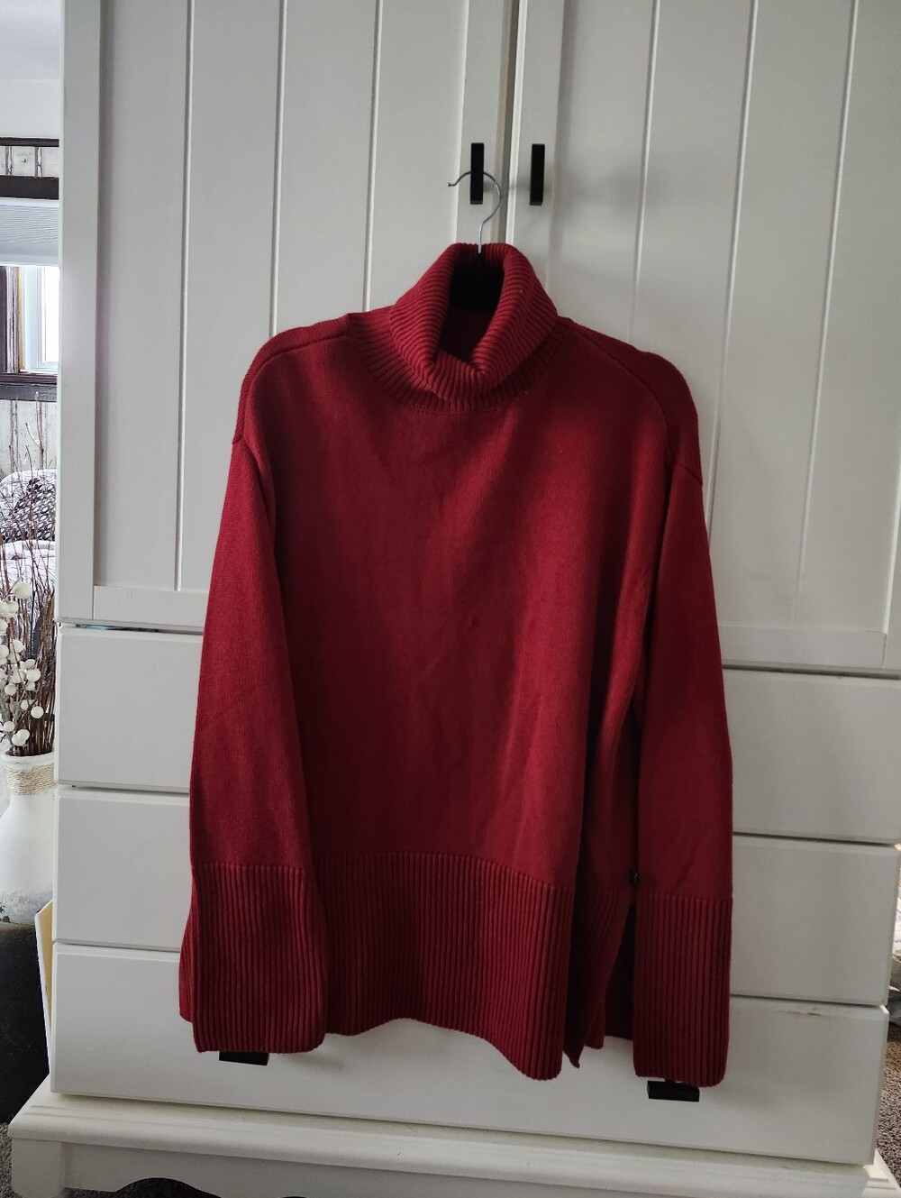 Gap Red Cotton Turtleneck Women's Sweater Oversized S